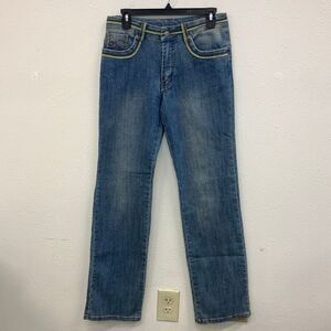 AZI Colorful Stitching detail Midrise Straight Leg Jeans size 31 #719